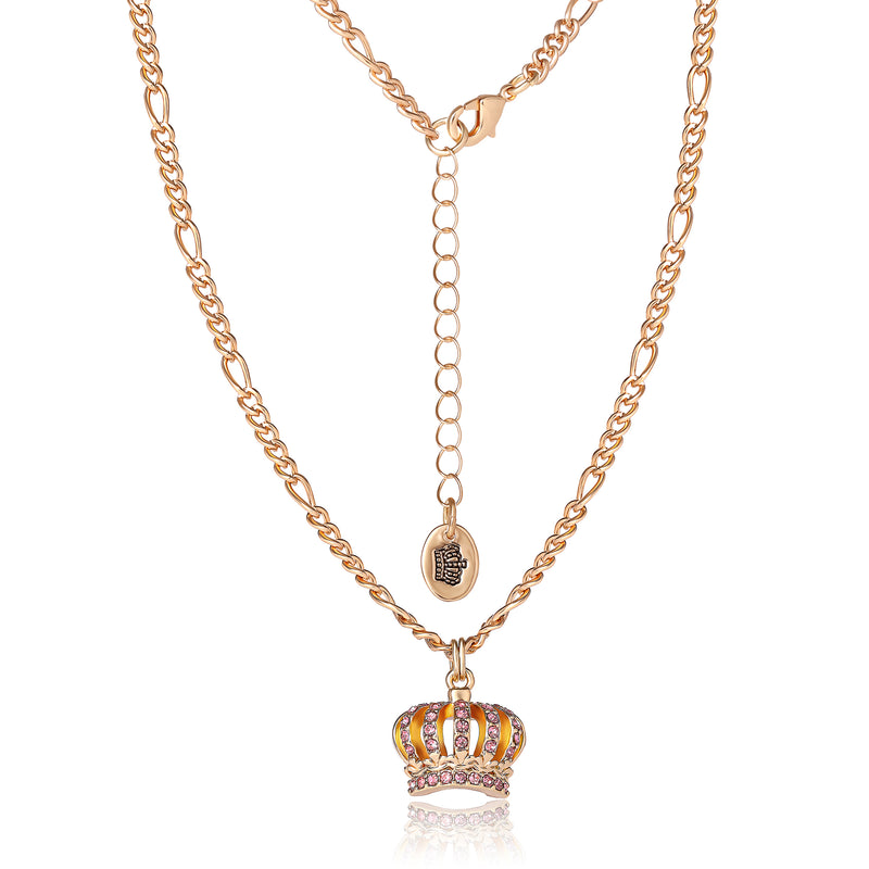 Pink Crystal Crown Pendant Necklace & Stud Earrings Set - Juicy Couture