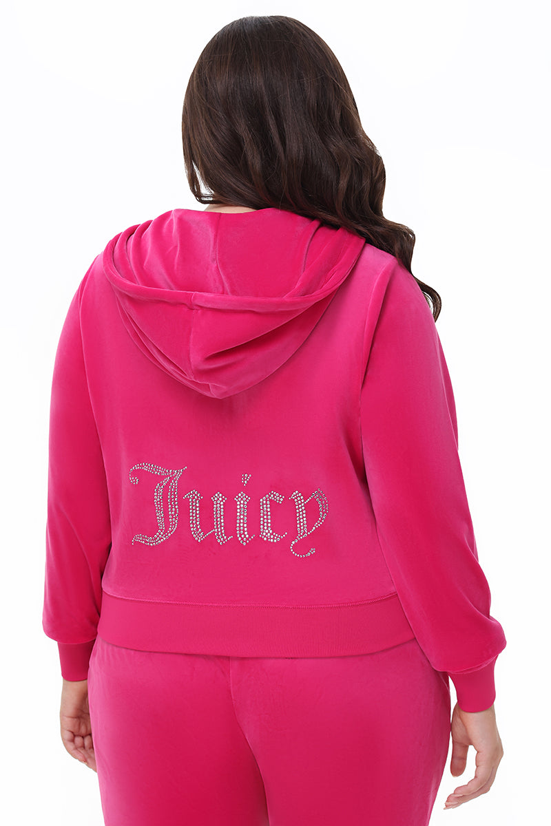Plus-Size OG Big Bling Velour Hoodie - Juicy Couture display picture 1