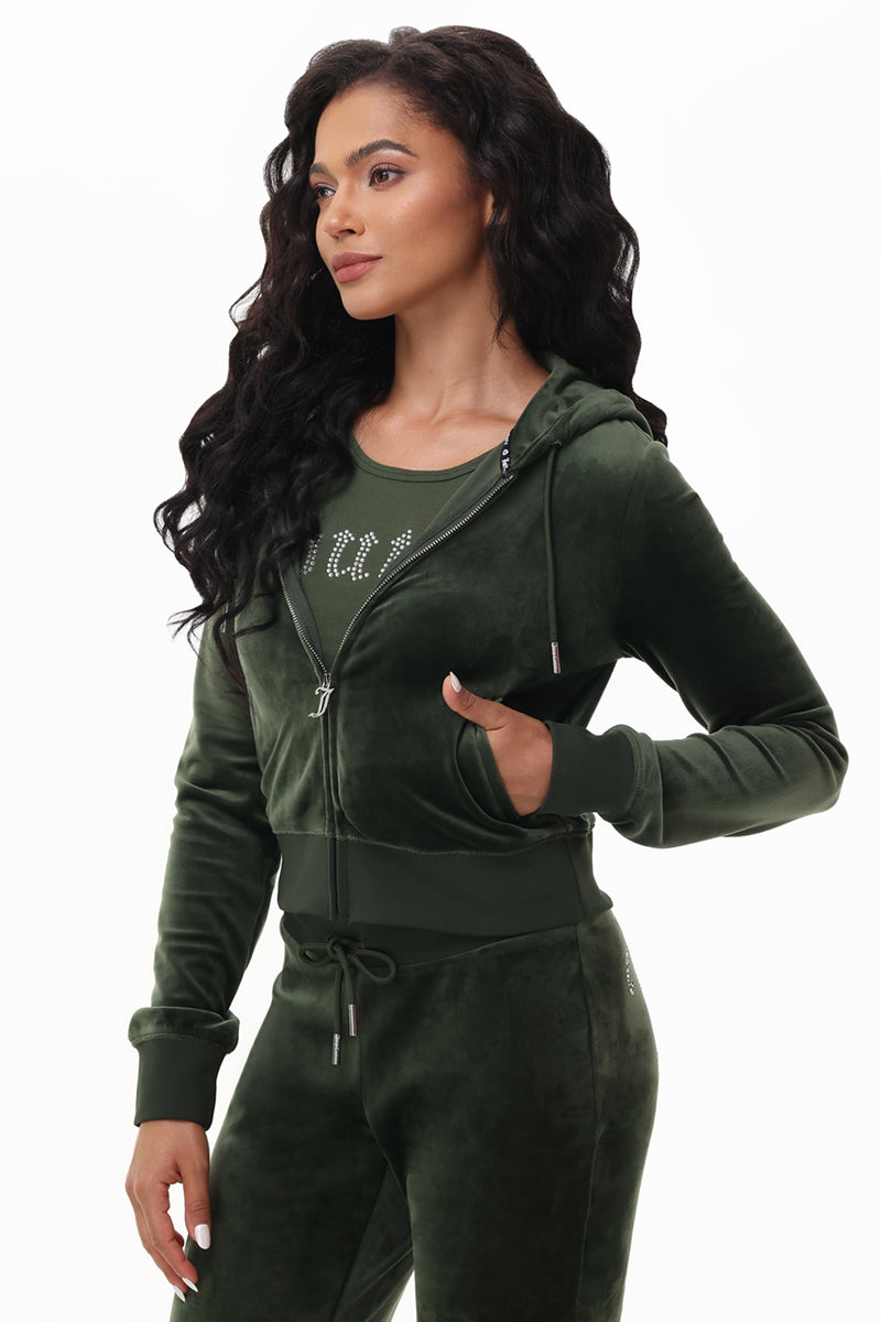 【Juicy Couture】 OG BIG BLING VELOUR HOODIE Jade Green OG Big Bling Velour Hoodie - Juicy Couture