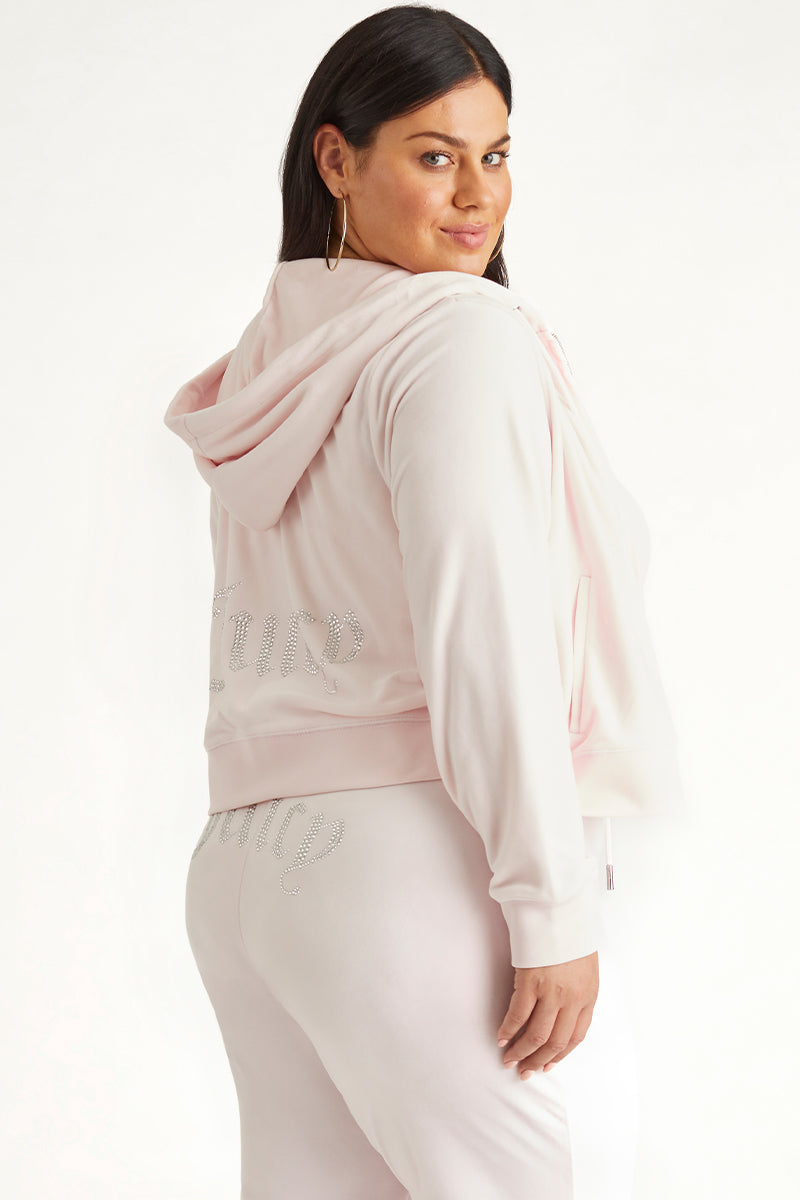 【Juicy Couture】 OG BIG BLING VELOUR HOODIE PINK Soft Glow OG Big Bling Velour Hoodie - Juicy Couture