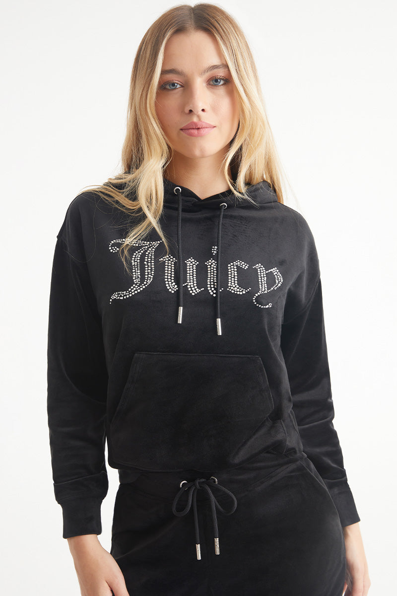 【Juicy Couture】 OG BIG BLING VELOUR HOODIE Black Liquorice OG Big Bling Velour Hoodie - Juicy Couture