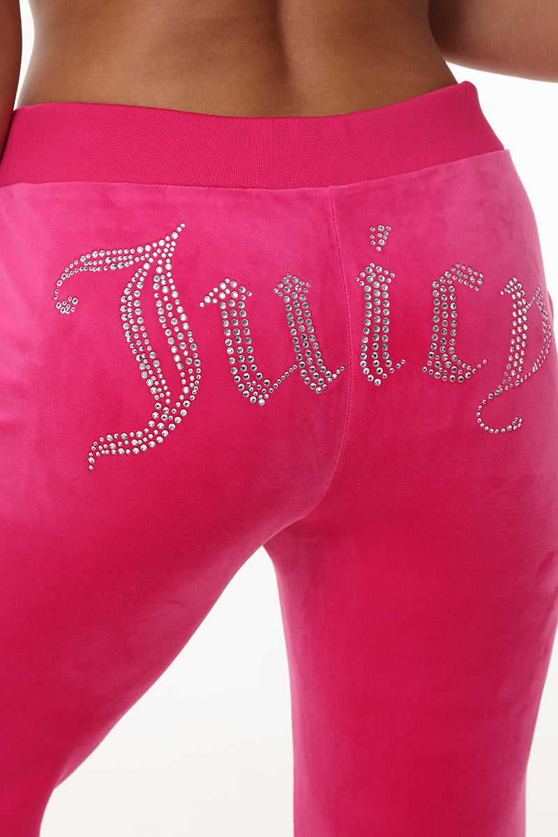 Custom Initial OG Big Bling Velour Track Pants - Juicy Couture