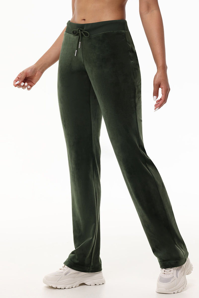 【Juicy Couture】 OG BIG BLING VELOUR Track Pants Jade Green JUICY COUTURE OG Big Bling Womens Velour Track Pants - JADE