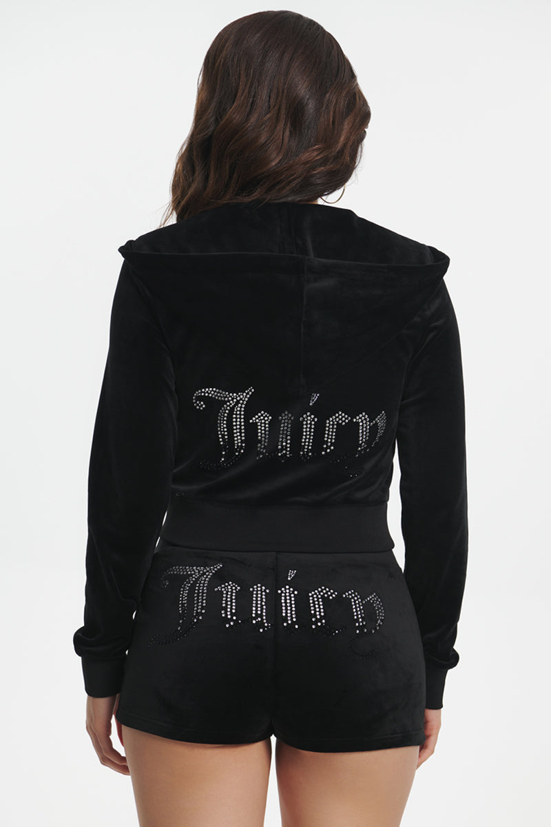 Ombre Big Bling Velour Hoodie