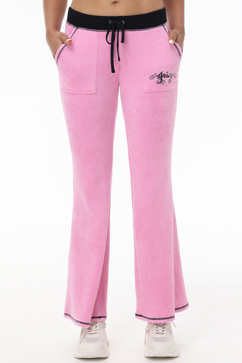 Sweetheart Cotton Velour Track Pants Juicy Couture