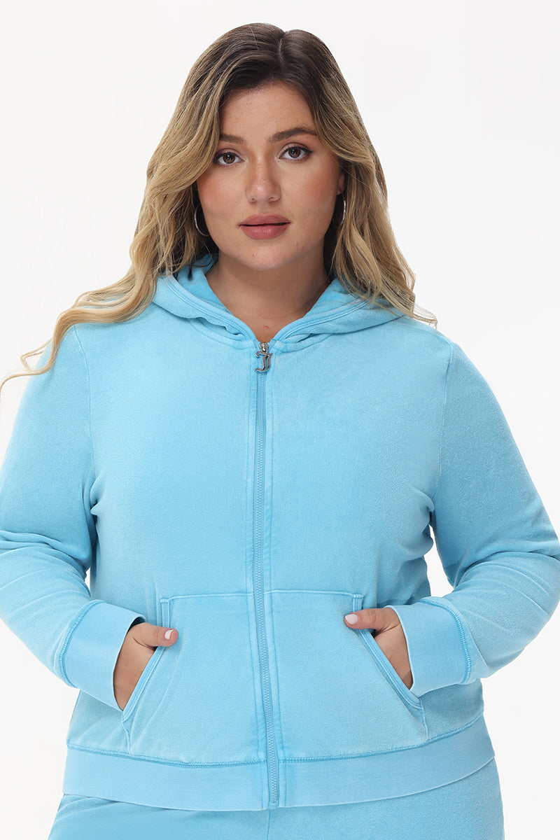 PlusSize Big Bling Towel Terry Zip Hoodie Juicy Couture
