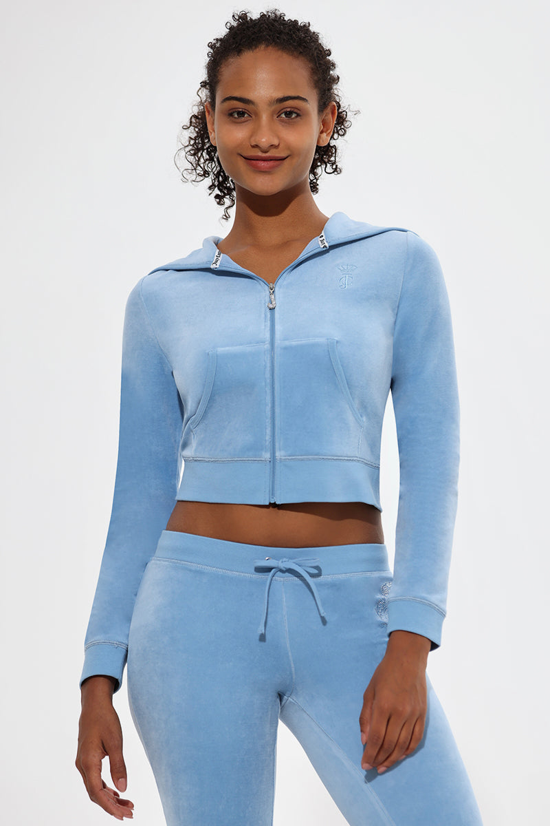 (取寄) ジューシークチュール レディース ヘリテージ クロップド トラック ジャケット Juicy Couture women Heritage Cropped Track Jacket Heritage Blue Women's Juicy Couture Heritage Cropped Track Jacket | Zappos.com