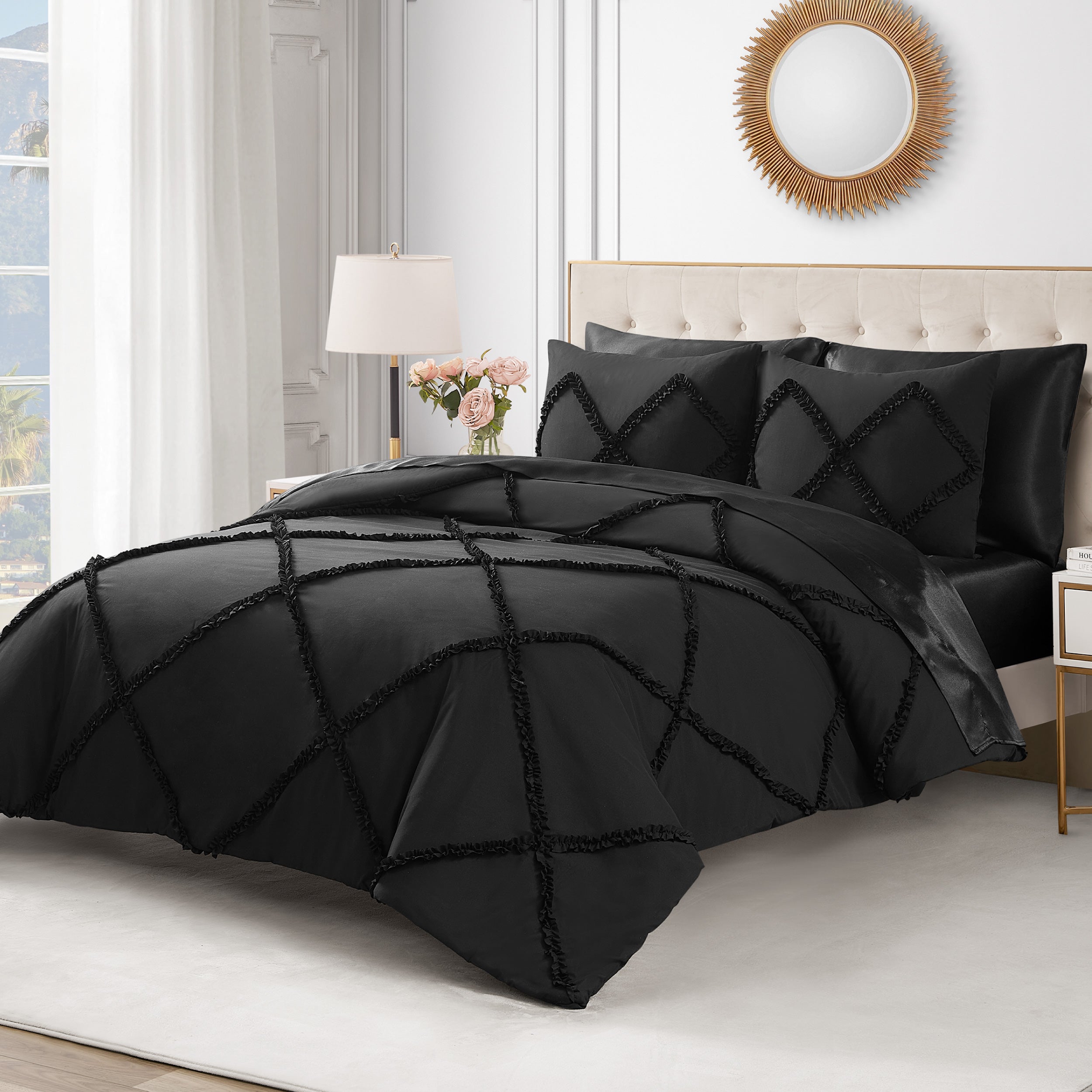 Cheapest NIB Juicy Couture 4 piece Comforter Set black faux fur