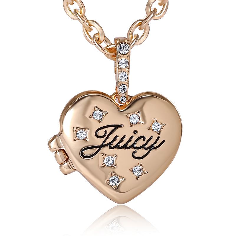 Crystal Heart Locket Pendant Necklace - Juicy Couture