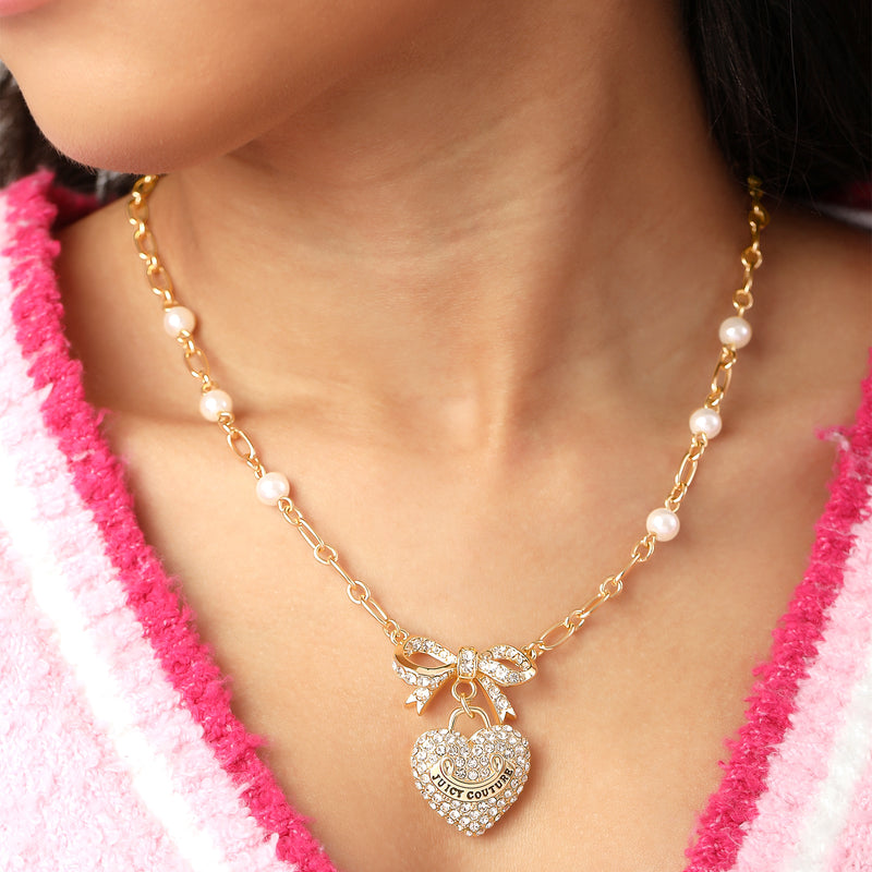 Goldtone Pearl Heart Pendant Necklace - Juicy Couture
