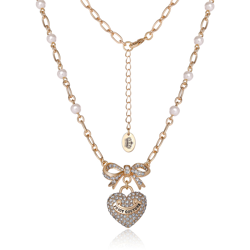 Goldtone Pearl Heart Pendant Necklace - Juicy Couture