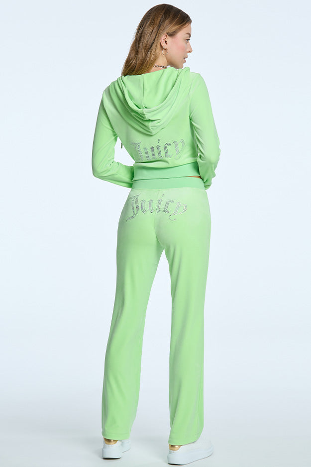 【Juicy Couture】 OG BIG BLING VELOUR HOODIE Tint Of Mint Juicy Couture OG Big Bling Velour Zip-Up Womens Hoodie Mint