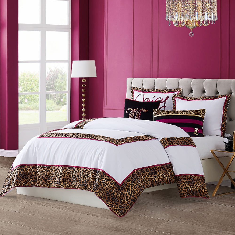 Juicy Couture Regent Leopard 3-Piece King Comforter Set - White/Pink/Black