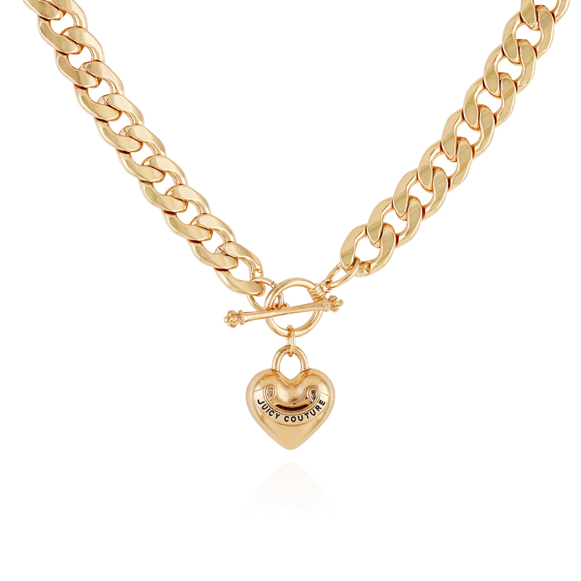 Juicy Couture replenishment Gold Puffed Heart Necklace in Metallic