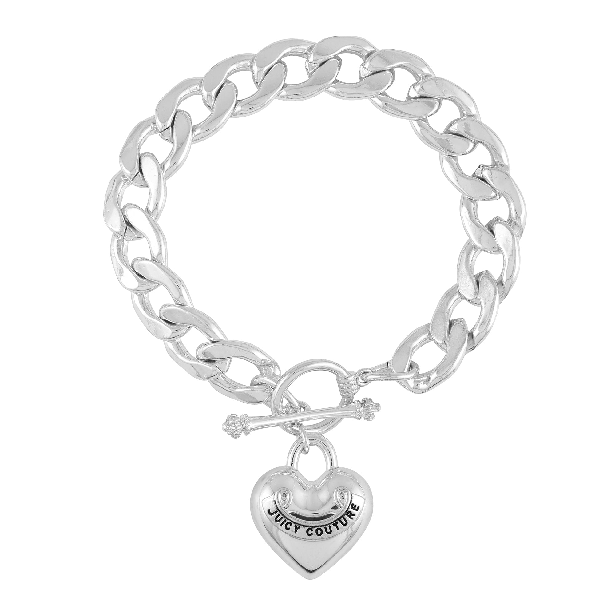 Juicy Couture, Jewelry, Juicy Couture Bracelet Silver Iconic Heart J  Cherry Crown Bling Bling