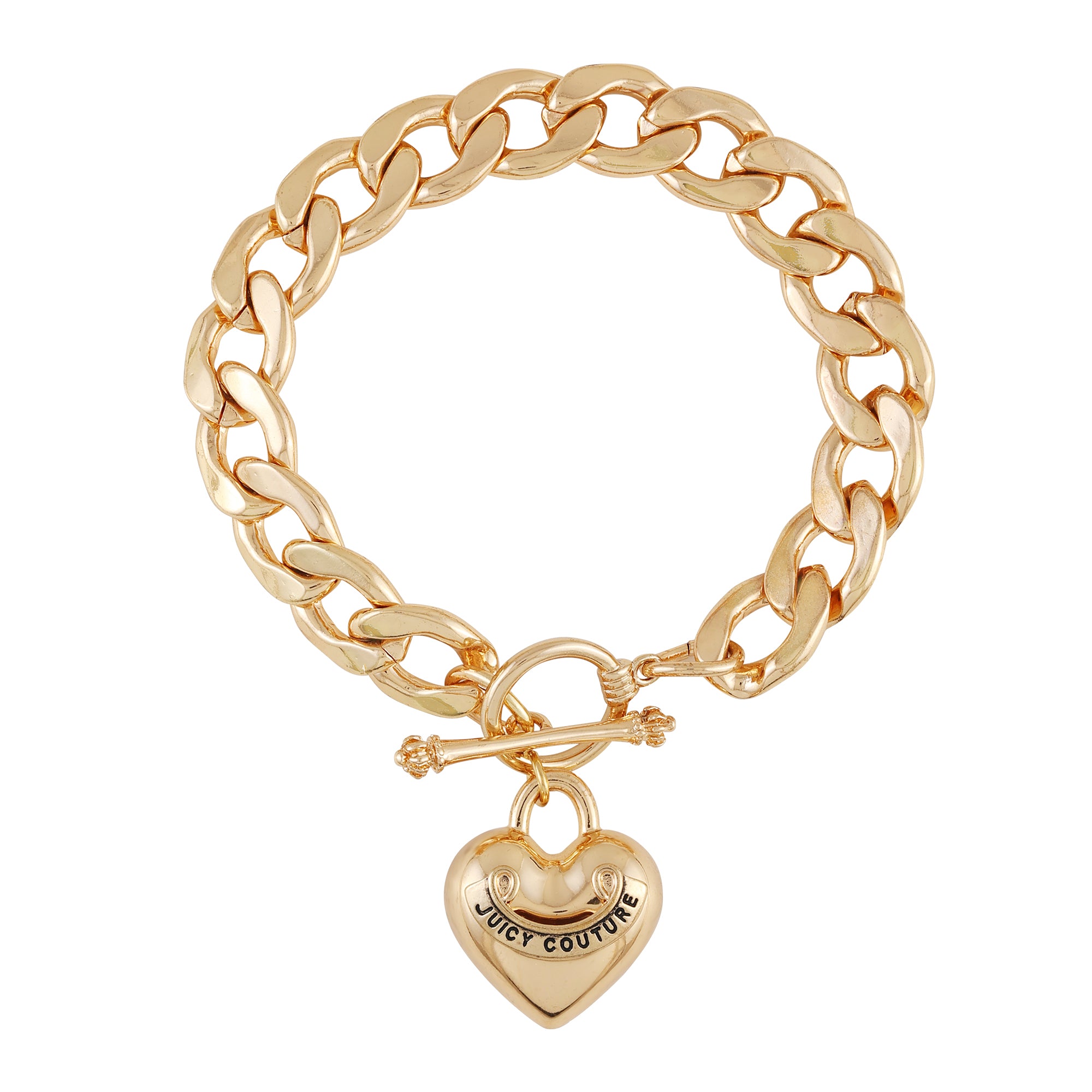 Juicy Couture Gold Plated Love Heart Chain Charm Bracelet Original