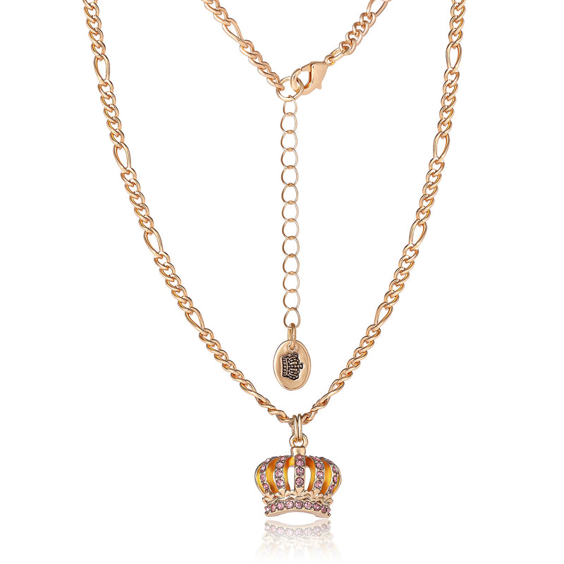 Pink Crystal Crown Pendant Necklace & Stud Earrings Set - Goldtone - Juicy Couture