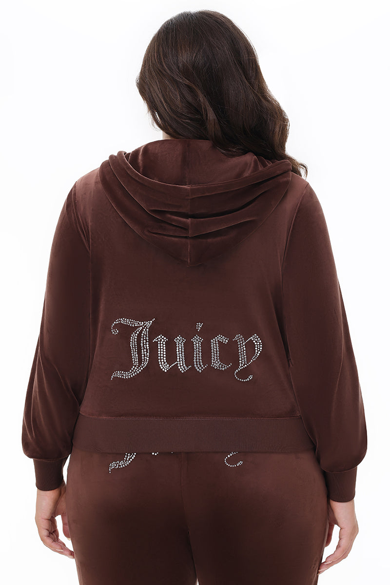 Plus-Size OG Big Bling Velour Hoodie - Juicy Couture