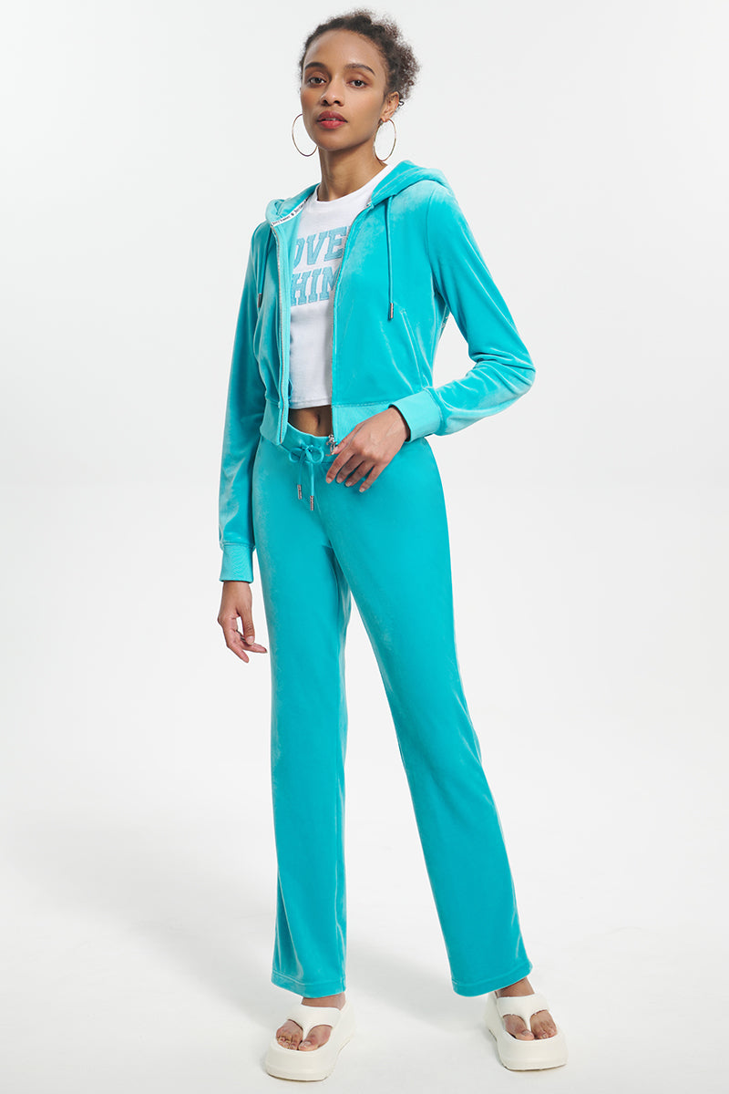 OG Big Bling Velour Hoodie - Blue Crush - Juicy Couture