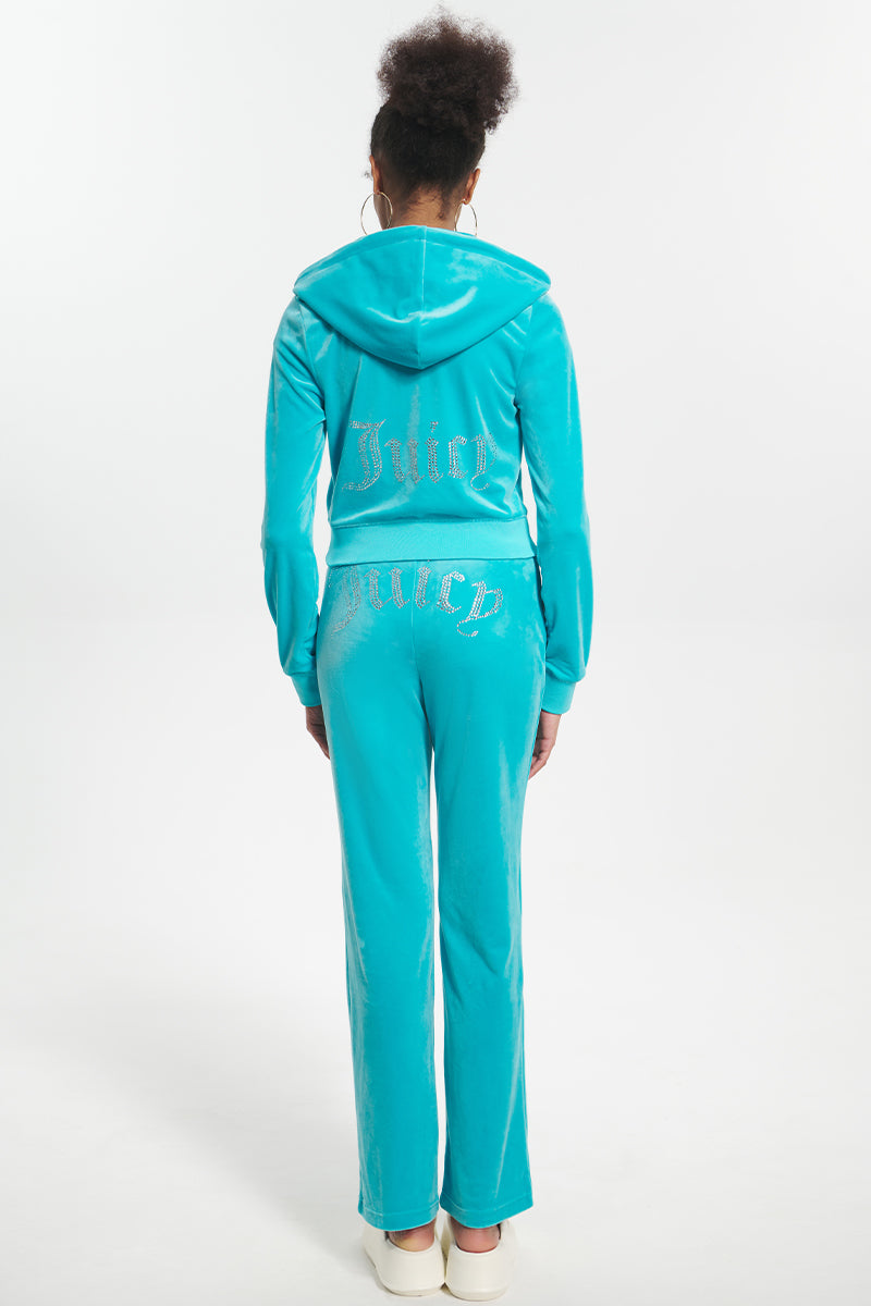 OG Big Bling Velour Hoodie - Blue Crush - Juicy Couture