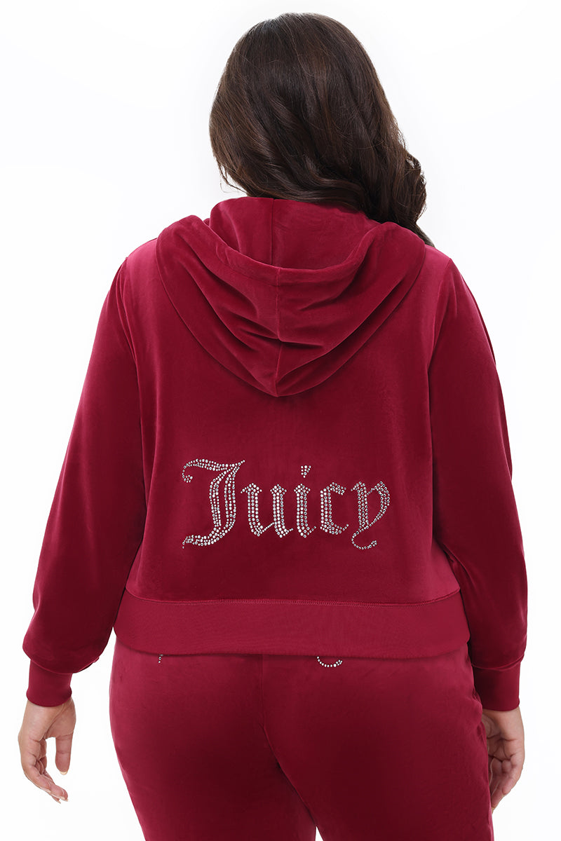 Plus-Size OG Big Bling Velour Hoodie - Juicy Couture