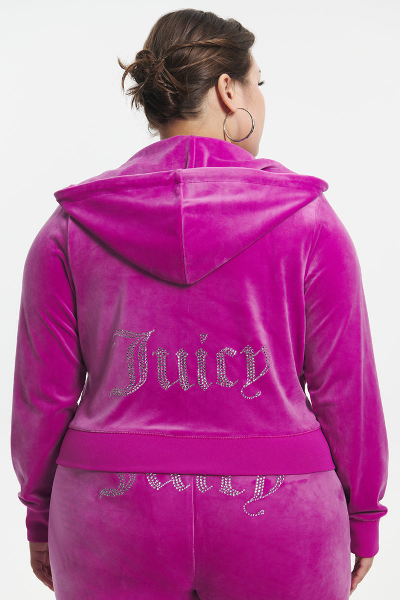 Plus-Size OG Big Bling Velour Hoodie - Juicy Couture