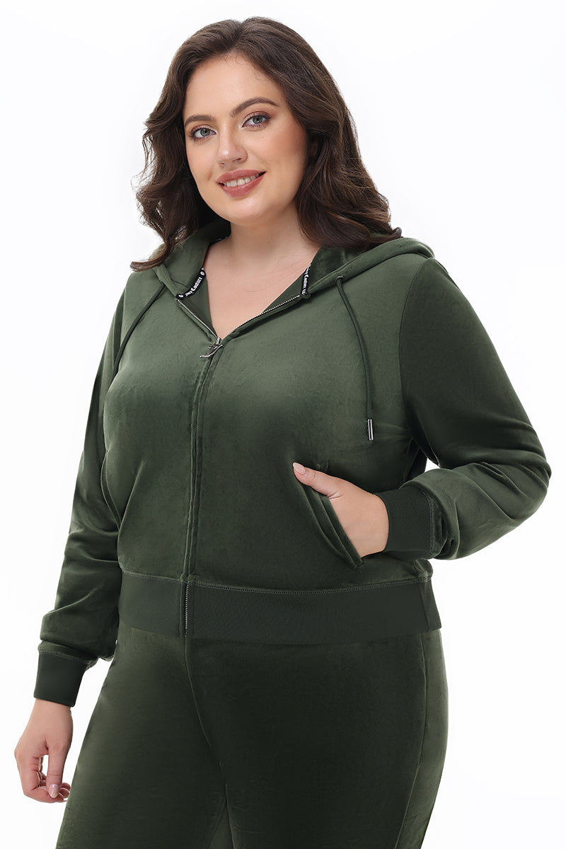 Plus-Size OG Big Bling Velour Hoodie - Juicy Couture