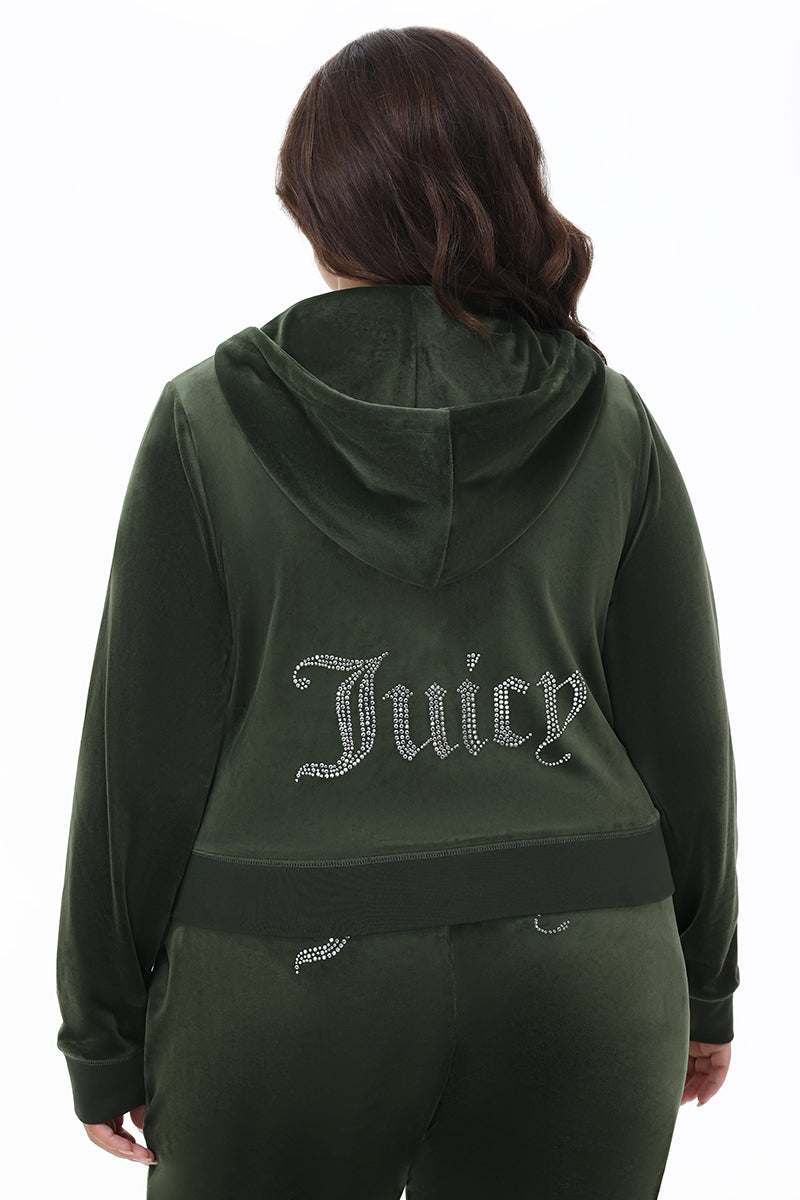 Plus-Size OG Big Bling Velour Hoodie - Juicy Couture