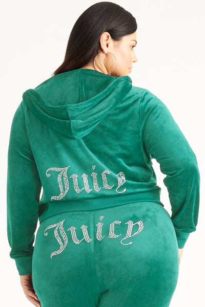 Plus-Size OG Big Bling Velour Hoodie - Juicy Couture