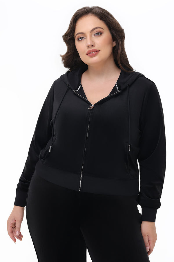 Plus-Size OG Big Bling Velour Hoodie - Juicy Couture