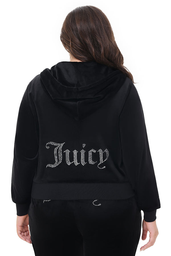 Plus-Size OG Big Bling Velour Hoodie - Juicy Couture