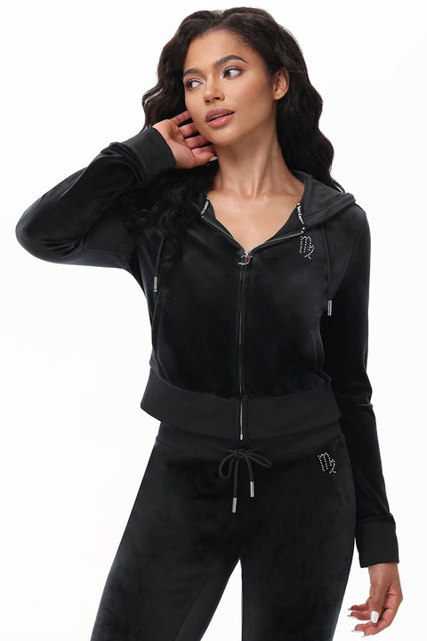 Custom Zodiac OG Big Bling Velour Hoodie - Juicy Couture