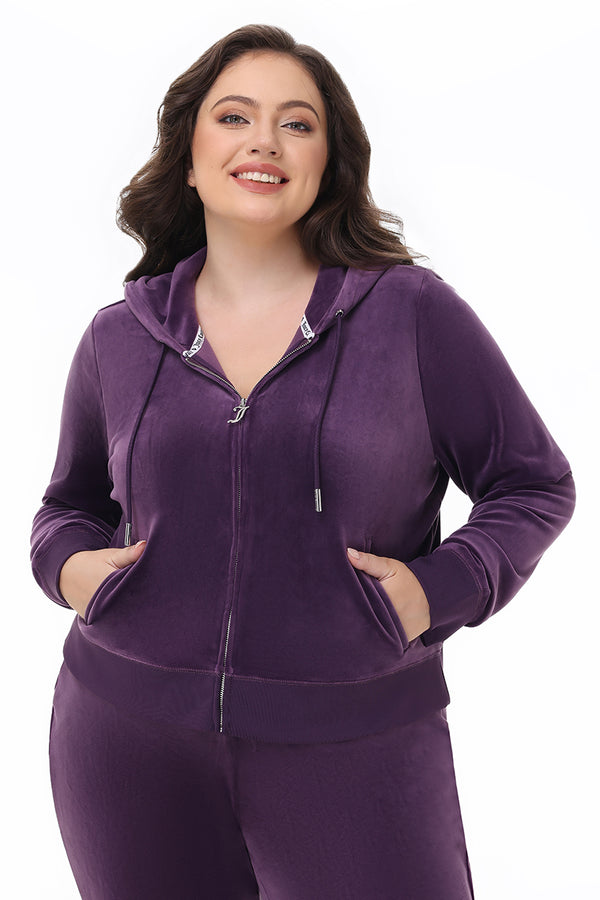 Plus-Size OG Big Bling Velour Hoodie - Juicy Couture