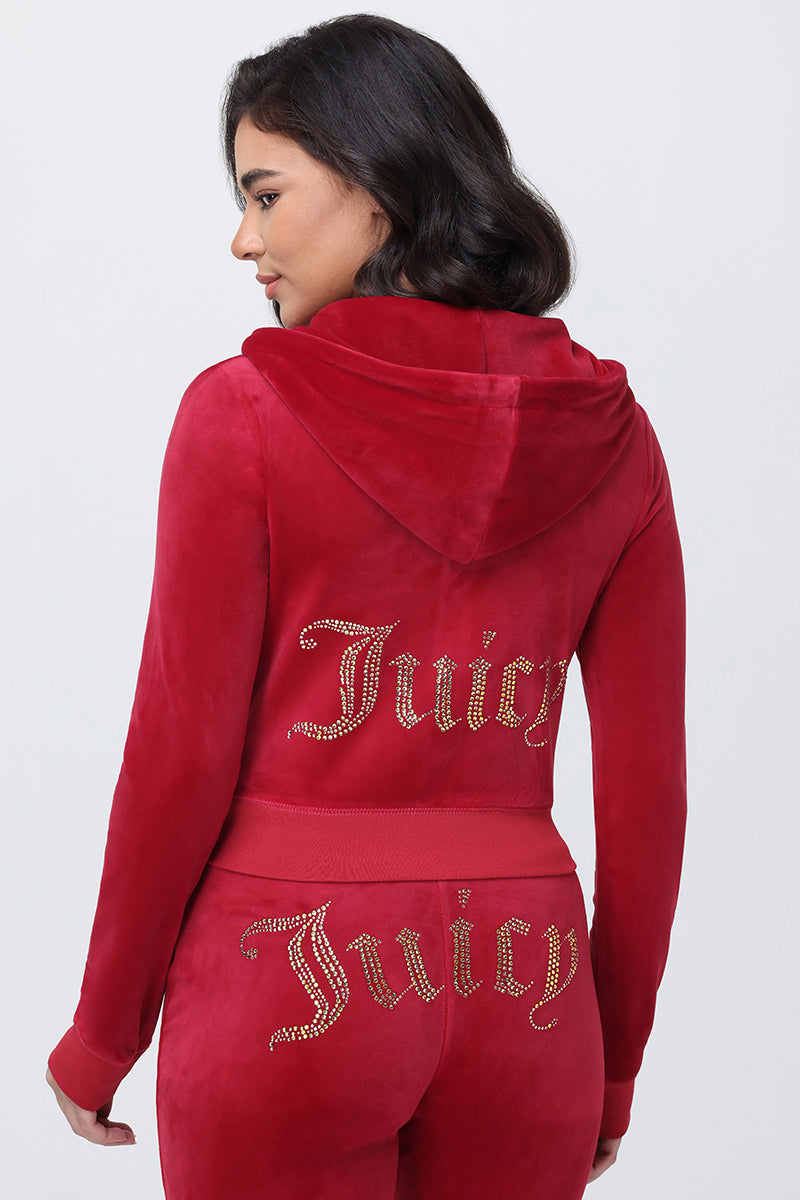OG Big Bling Velour Hoodie - Red Carpet - Vince Camuto