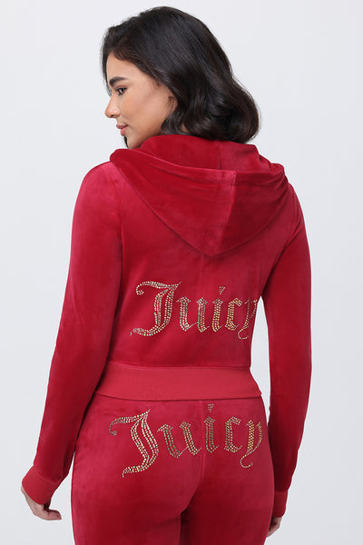 OG Big Bling Velour Hoodie - Red Carpet - Vince Camuto