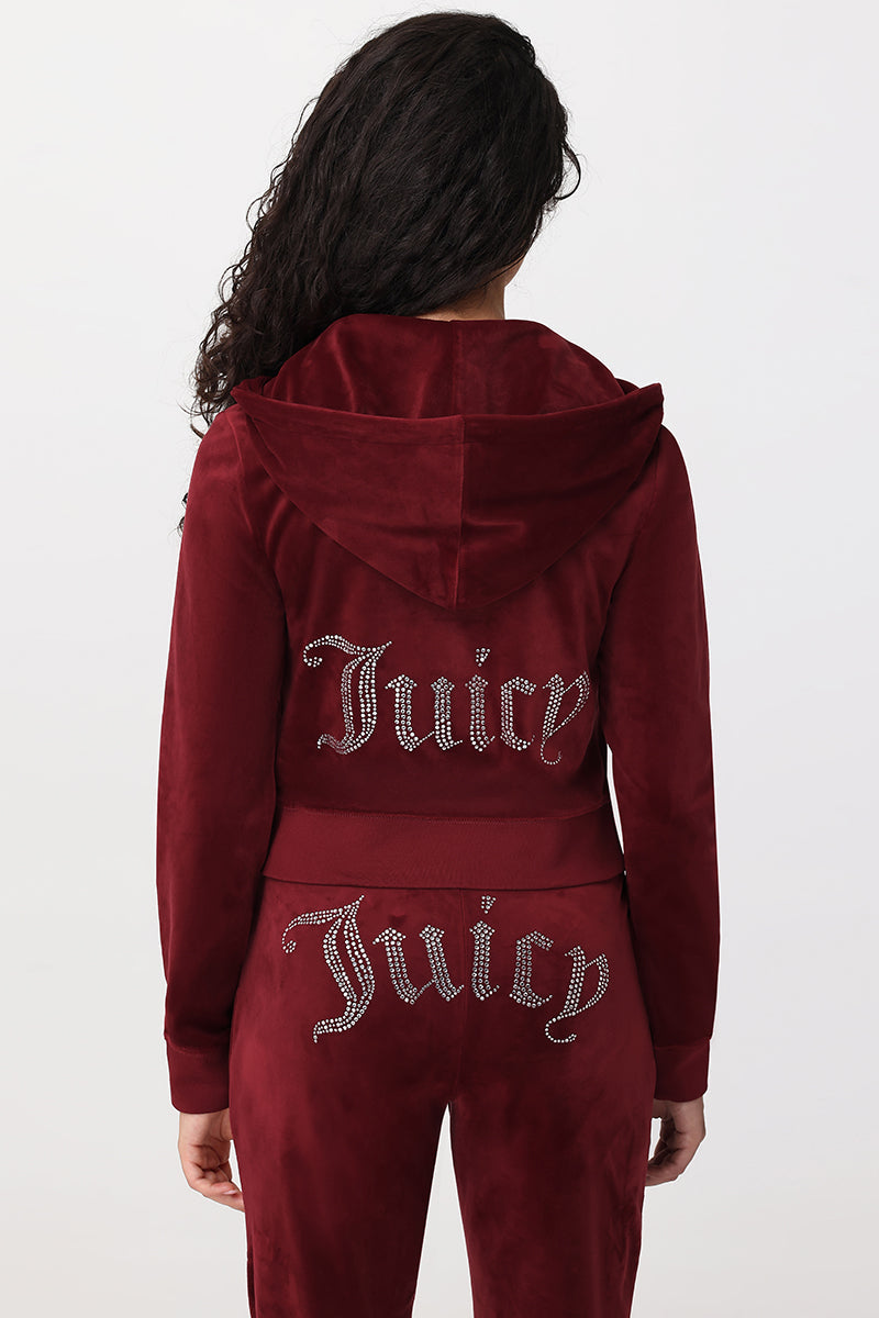 OG Big Bling Velour Hoodie - Red Dahlia - Juicy Couture