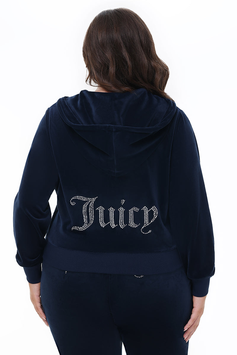 Plus-Size OG Big Bling Velour Hoodie - Juicy Couture