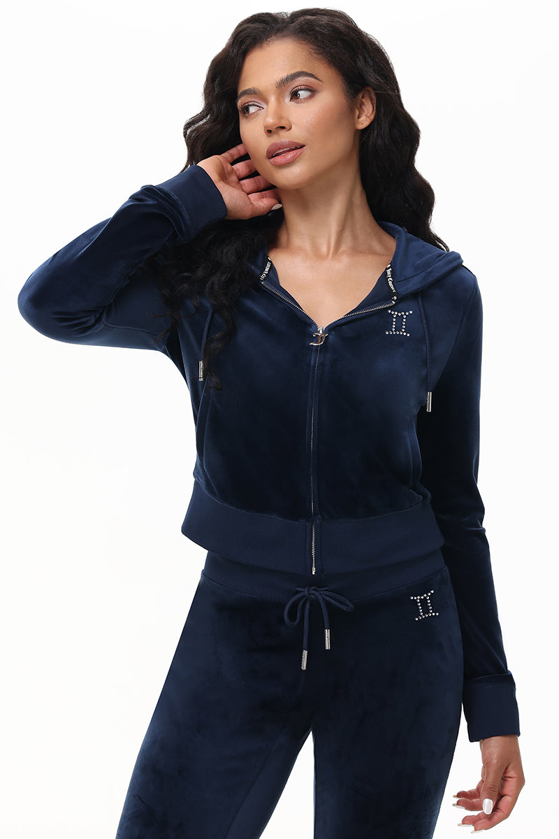 Custom Zodiac OG Big Bling Velour Hoodie