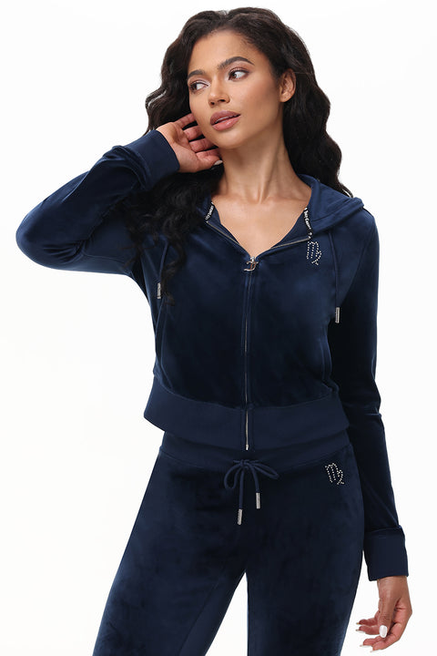 Custom Zodiac OG Big Bling Velour Hoodie - Juicy Couture