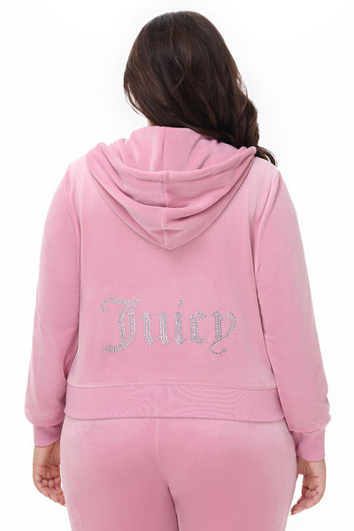 Plus-Size OG Big Bling Velour Hoodie - Juicy Couture