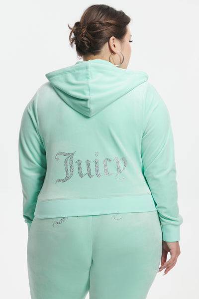 Plus-Size OG Big Bling Velour Hoodie - Juicy Couture