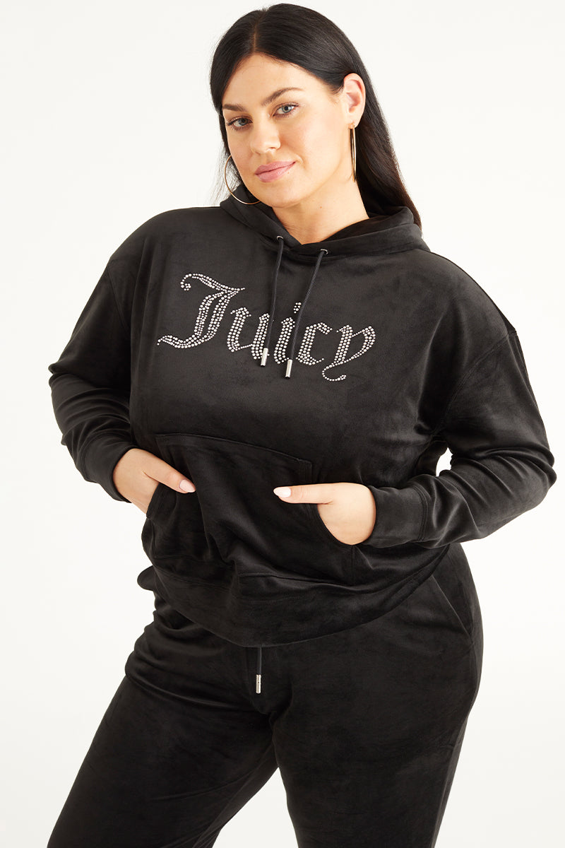 Plus-Size Oversized Bling Big Velour Hoodie - Juicy Couture