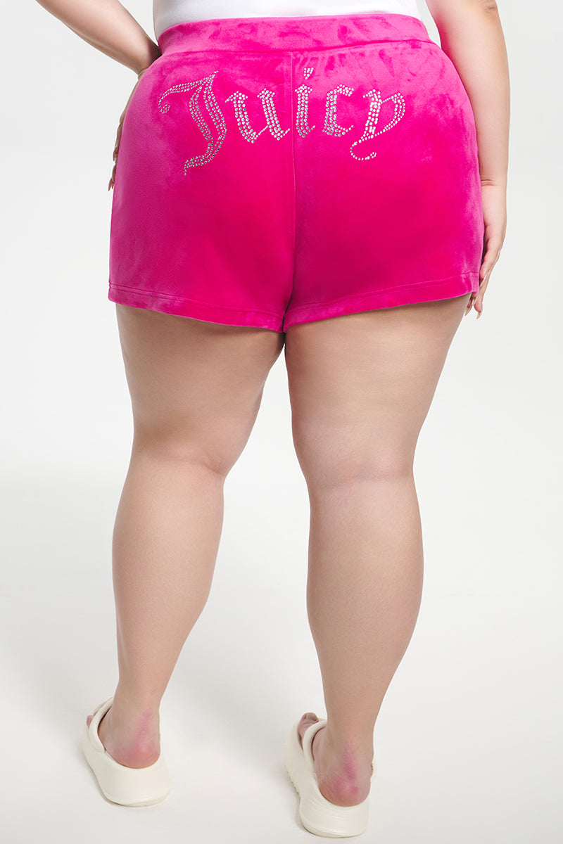 Plus-Size Big Bling Velour Shorts