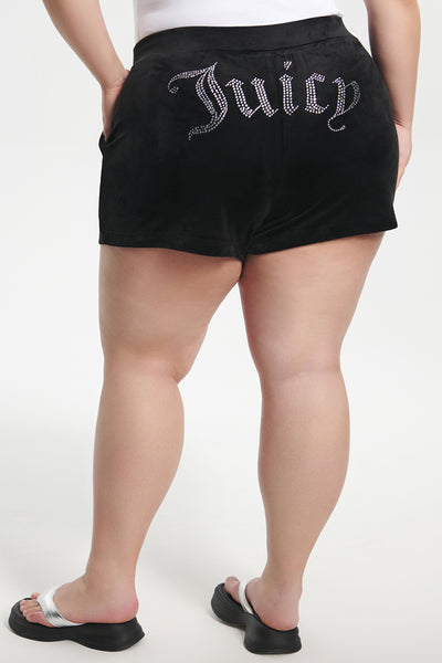 Plus-Size Big Bling Velour Shorts - Juicy Couture