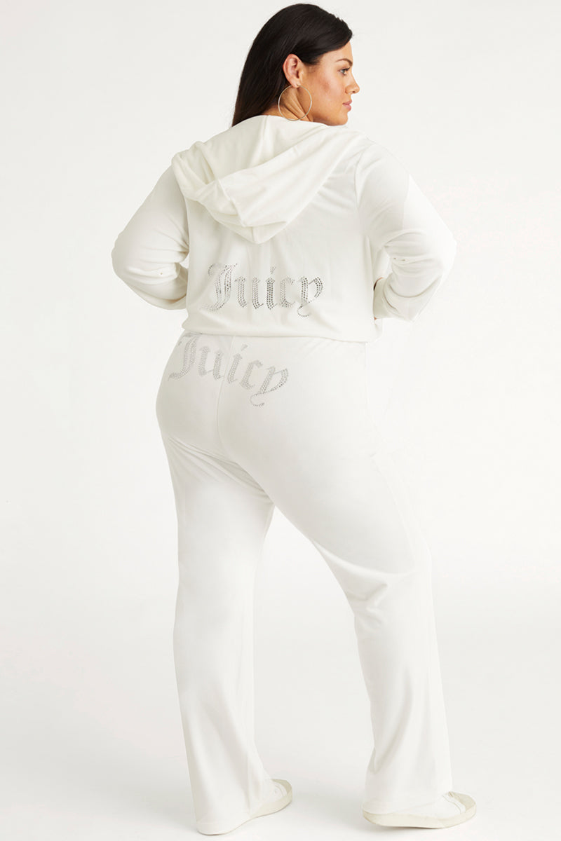 yxngbratz xlサイズVelourPants Whiteパージ着用 Plus-Size OG Big Bling Velour Track Pants - Juicy Couture