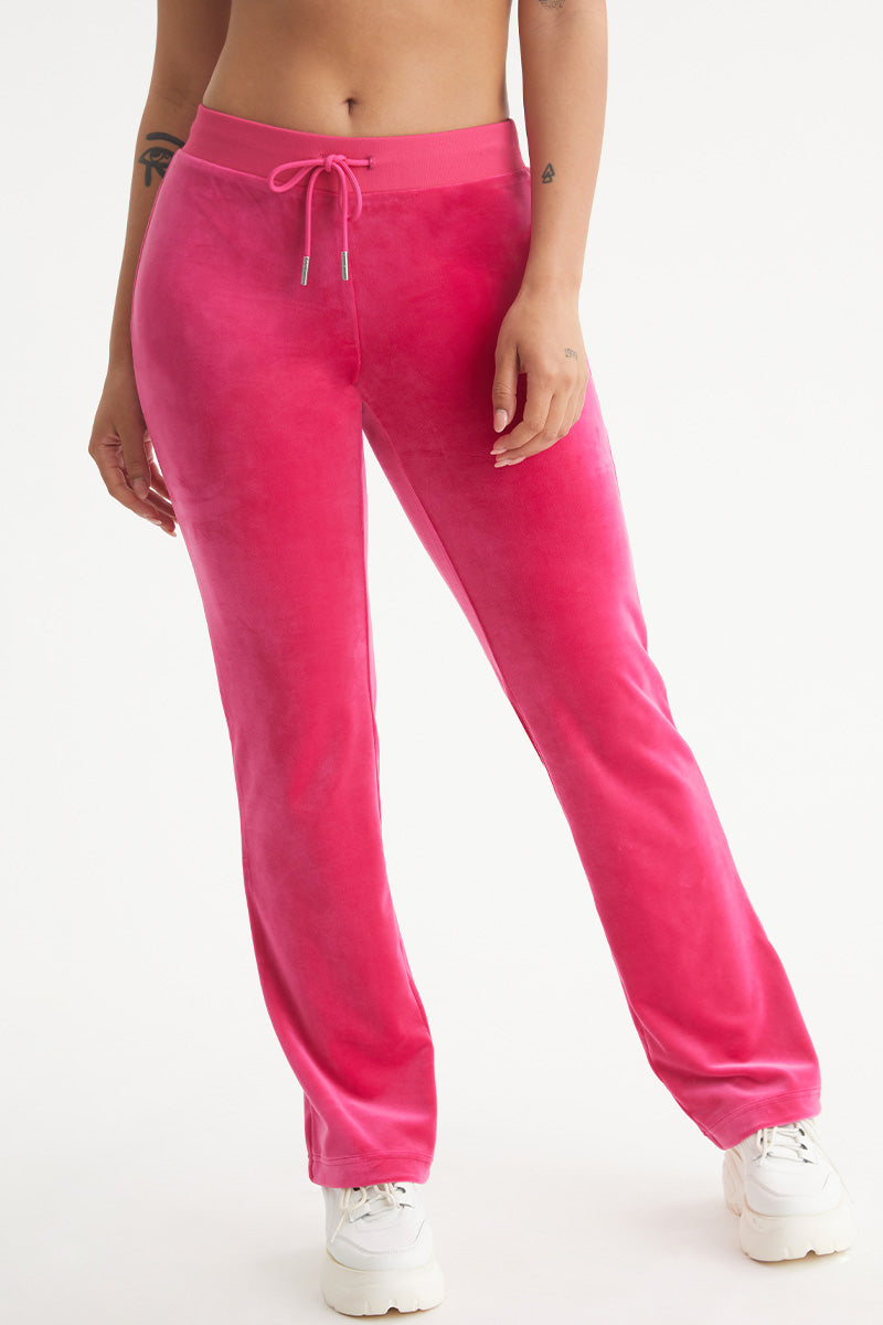Diamonds logo pink velvet bootcut-leg pant, Juicy Couture