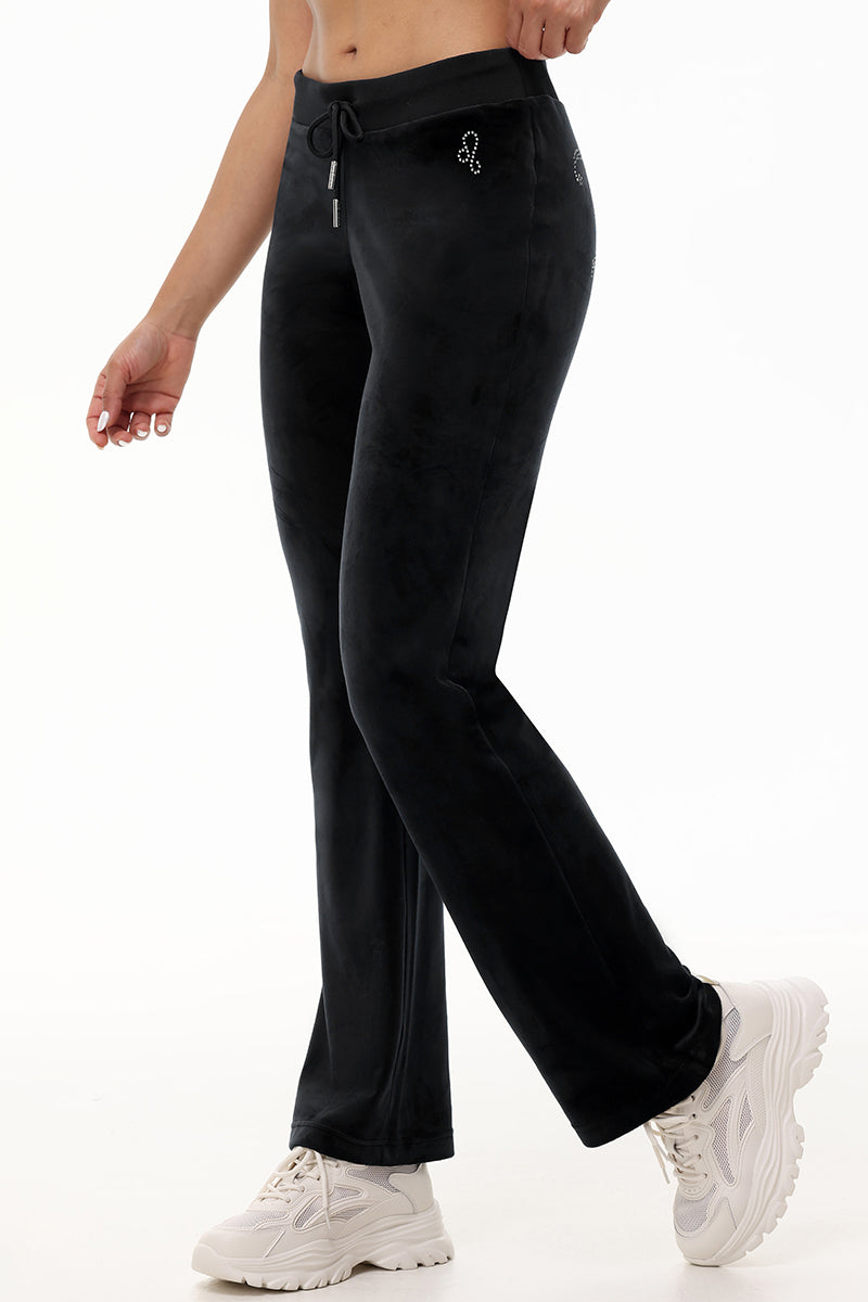 Custom Zodiac OG Big Bling Velour Track Pants - Liquorice