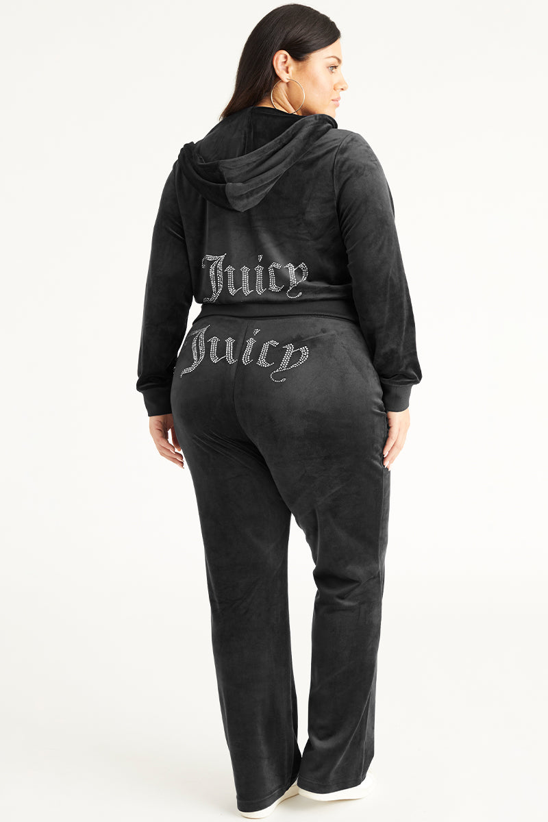 Juicy Couture velour straight leg trackies in black (part of a set