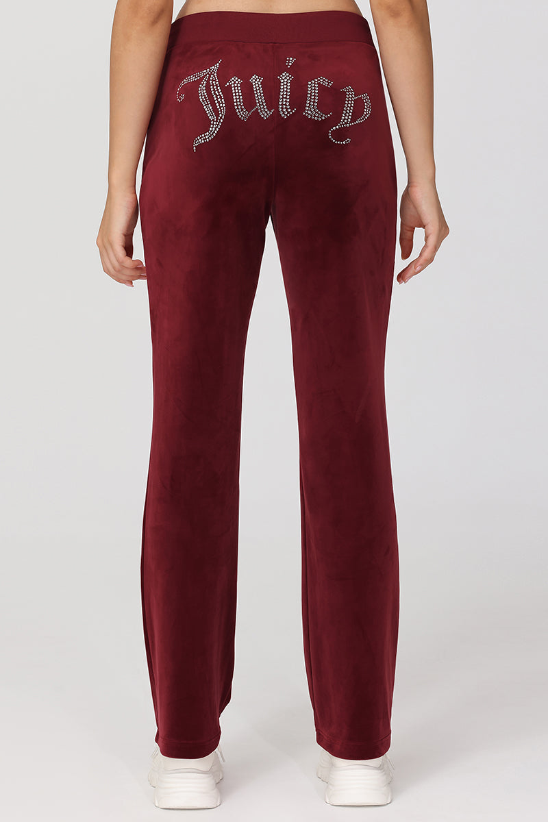 OG Big Bling Velour Track Pants - Red Dahlia - Juicy Couture