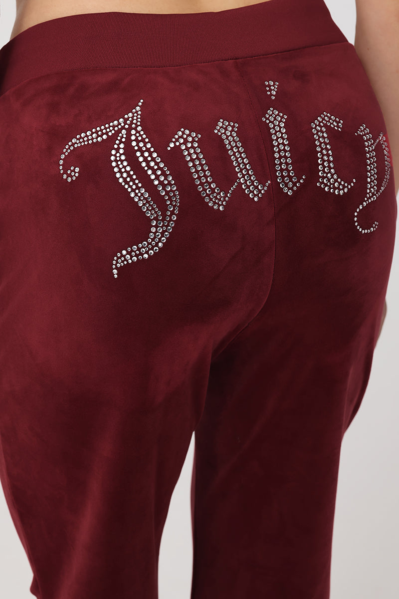 OG Big Bling Velour Track Pants - Red Dahlia - Juicy Couture